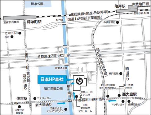 地図：日本HP本社