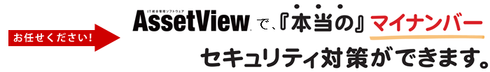 AssetViewで「本当の」マイナンバーセキュリティ対策ができます。